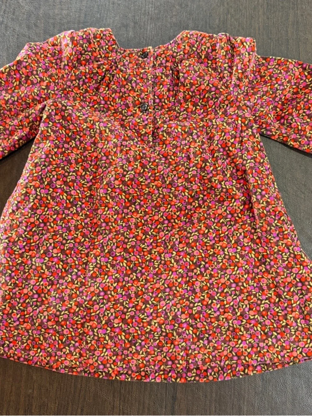 Baby Gap Girls' Pink Floral Long-Sleeve Corduroy Casual Dress Sz 18-24m